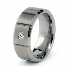 8 mm Tungsten Band Vertical Cuts with a Diamond of 0.05 cttw